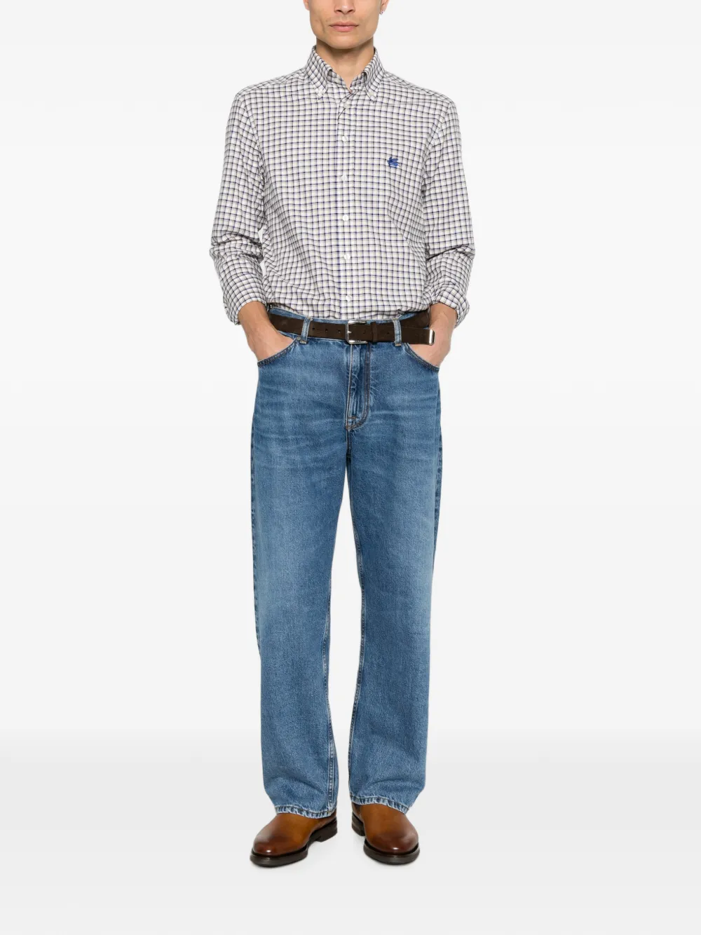 ETRO Geruit overhemd Wit