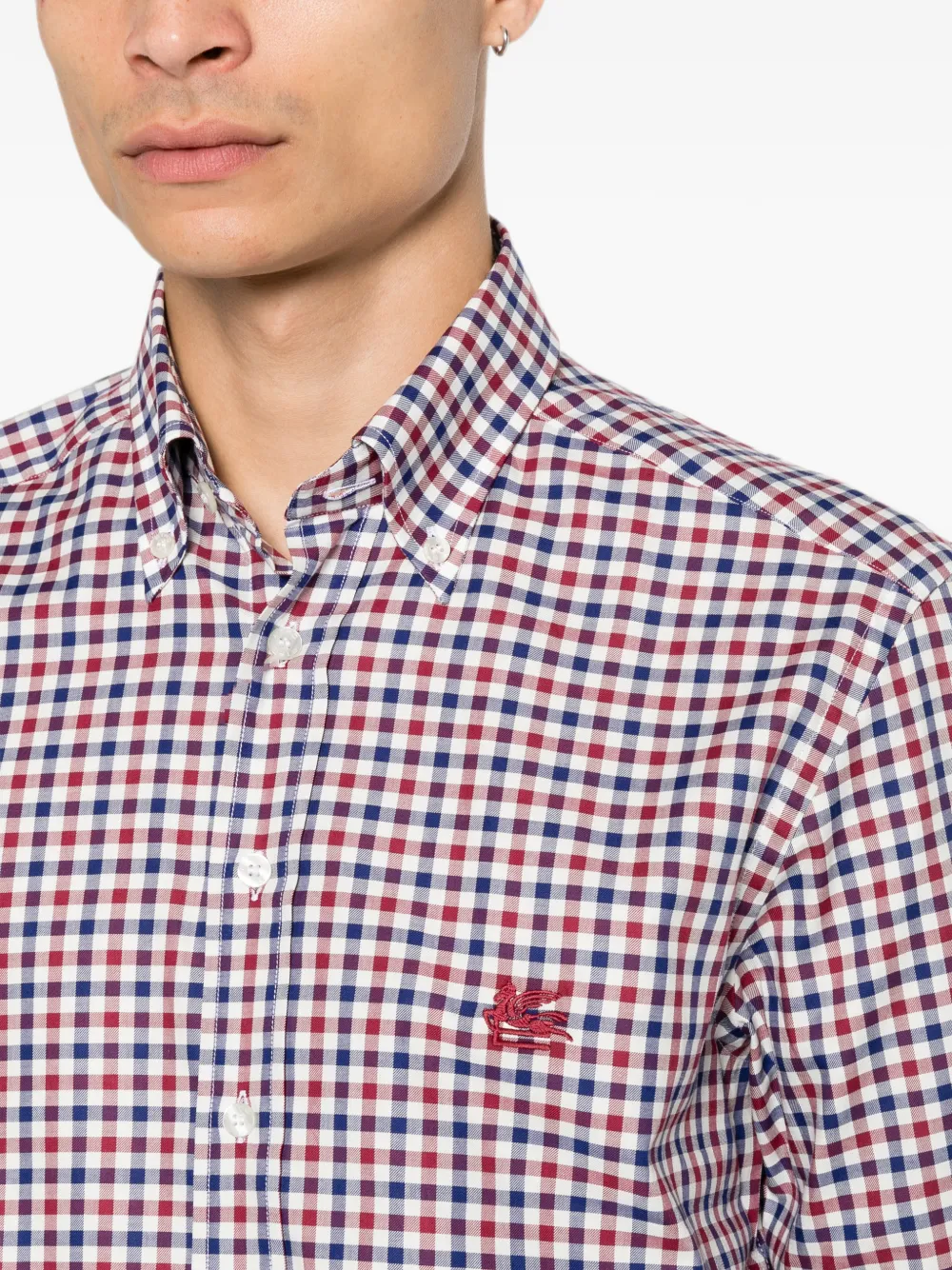 ETRO Overhemd met geborduurd logo en gingham-ruit Wit