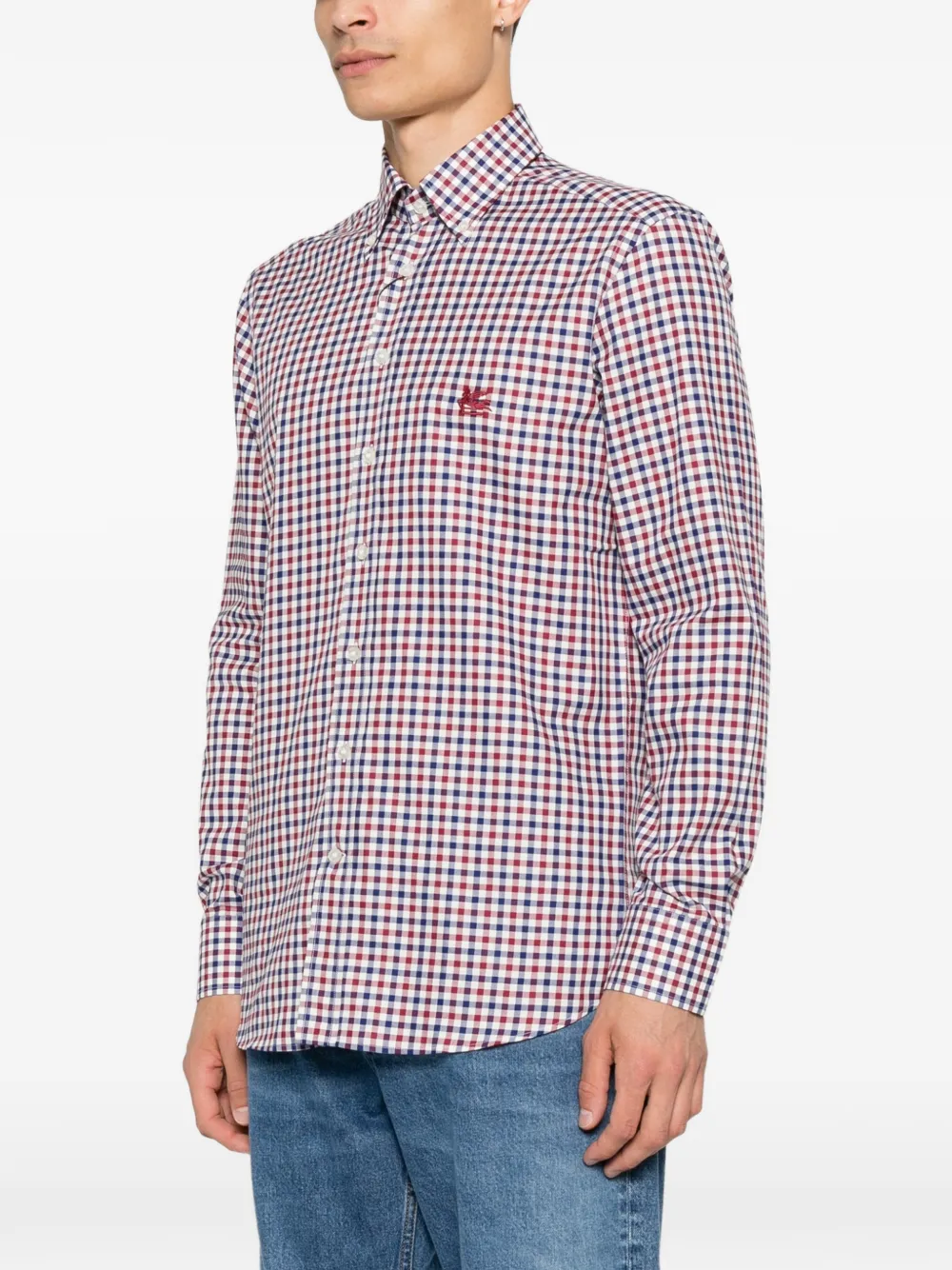 ETRO Overhemd met geborduurd logo en gingham-ruit Wit