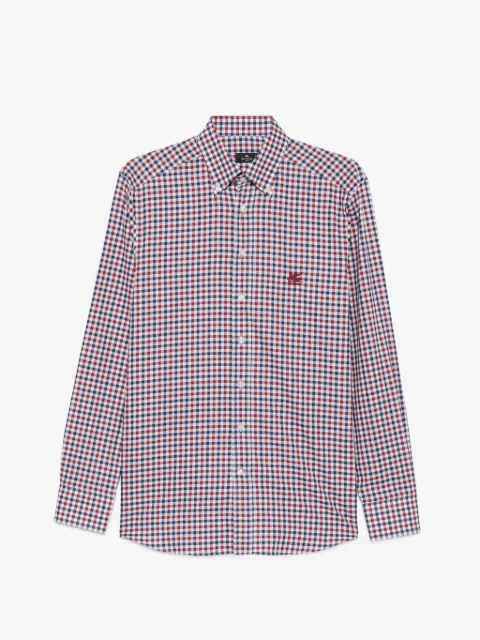 ETRO gingham-check embroidered-logo shirt