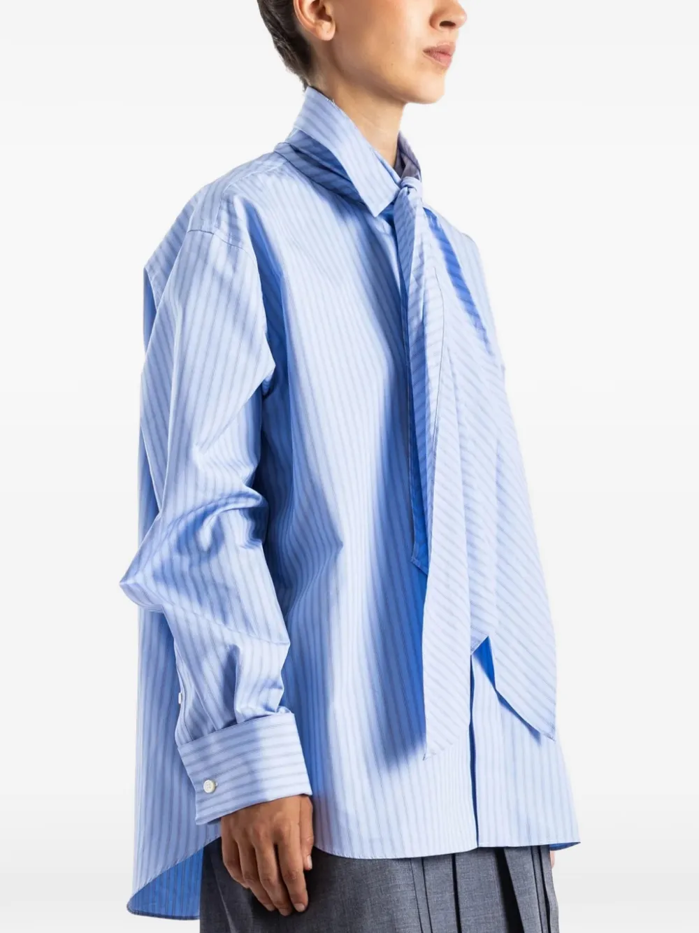 sacai striped poplin shirt Blauw