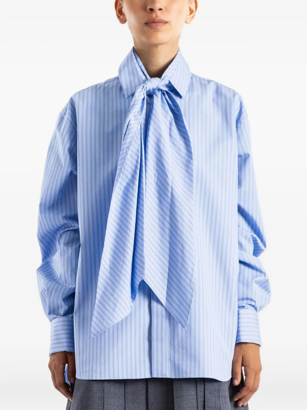 sacai striped poplin shirt Blauw