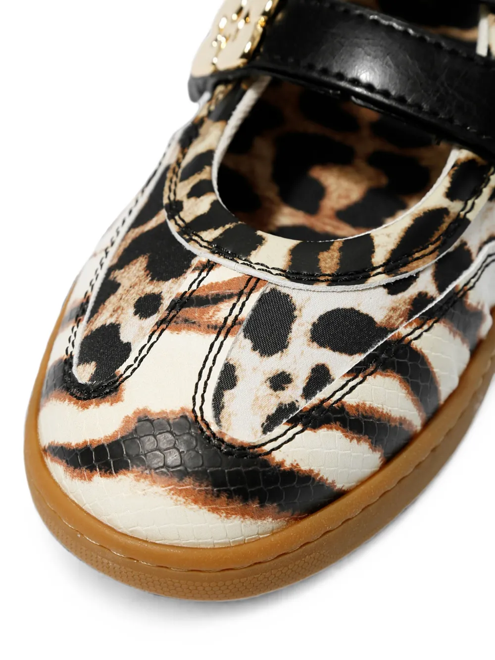 GANNI Sue animal-print buckled ballet flats Beige