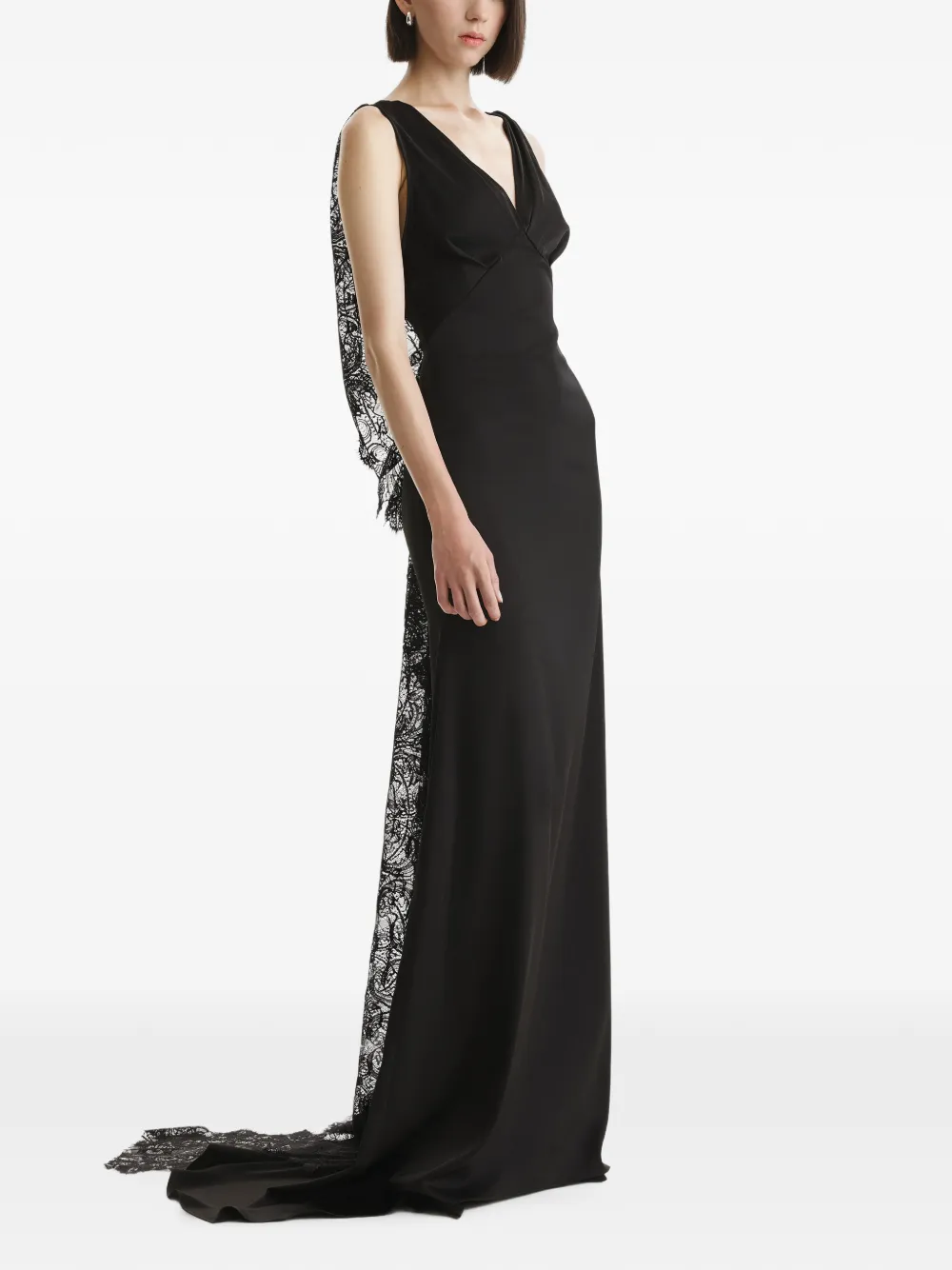 2310 STUDIO Maxi lace-trim open-back Dress | Black | FARFETCH
