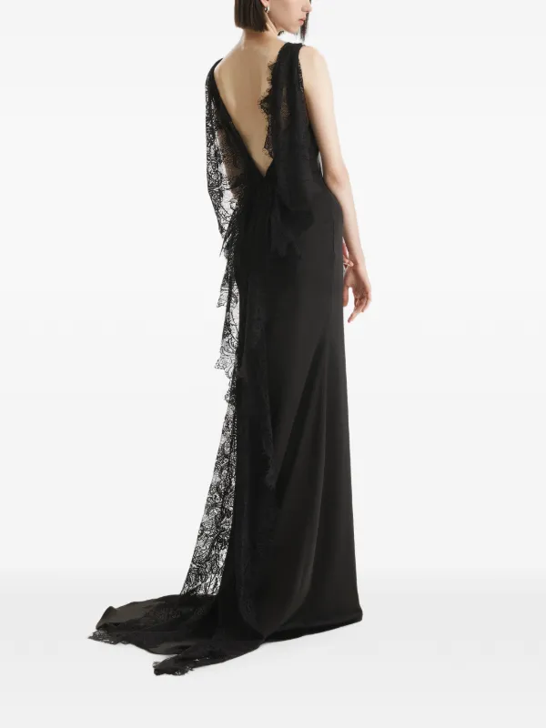 2310 STUDIO Maxi lace-trim open-back Dress | Black | FARFETCH