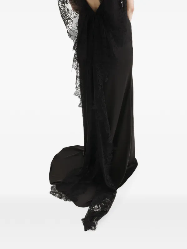 2310 STUDIO Maxi lace-trim open-back Dress | Black | FARFETCH