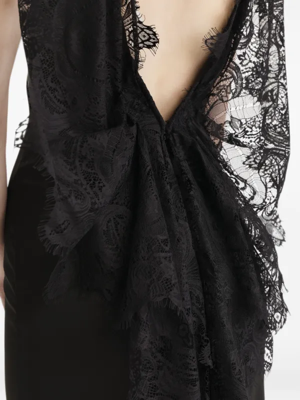 2310 STUDIO Maxi lace-trim open-back Dress | Black | FARFETCH