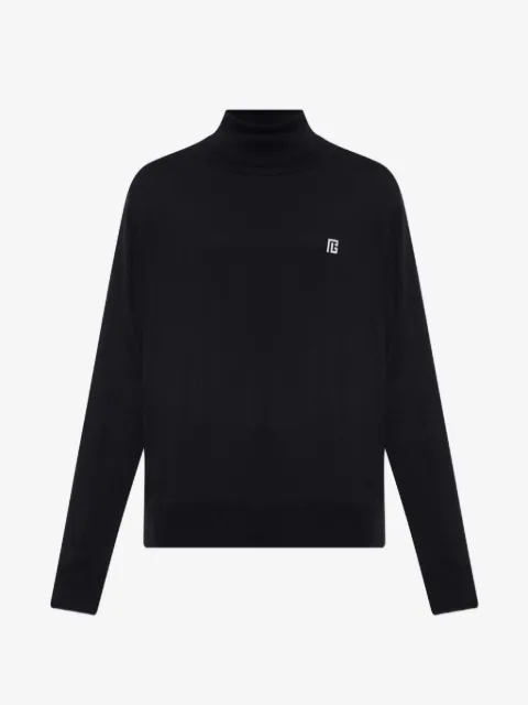 Balmain logo-embroidered turtleneck sweater