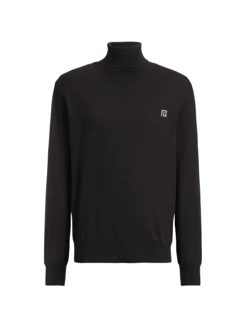 Balmain logo-embroidered turtleneck sweater