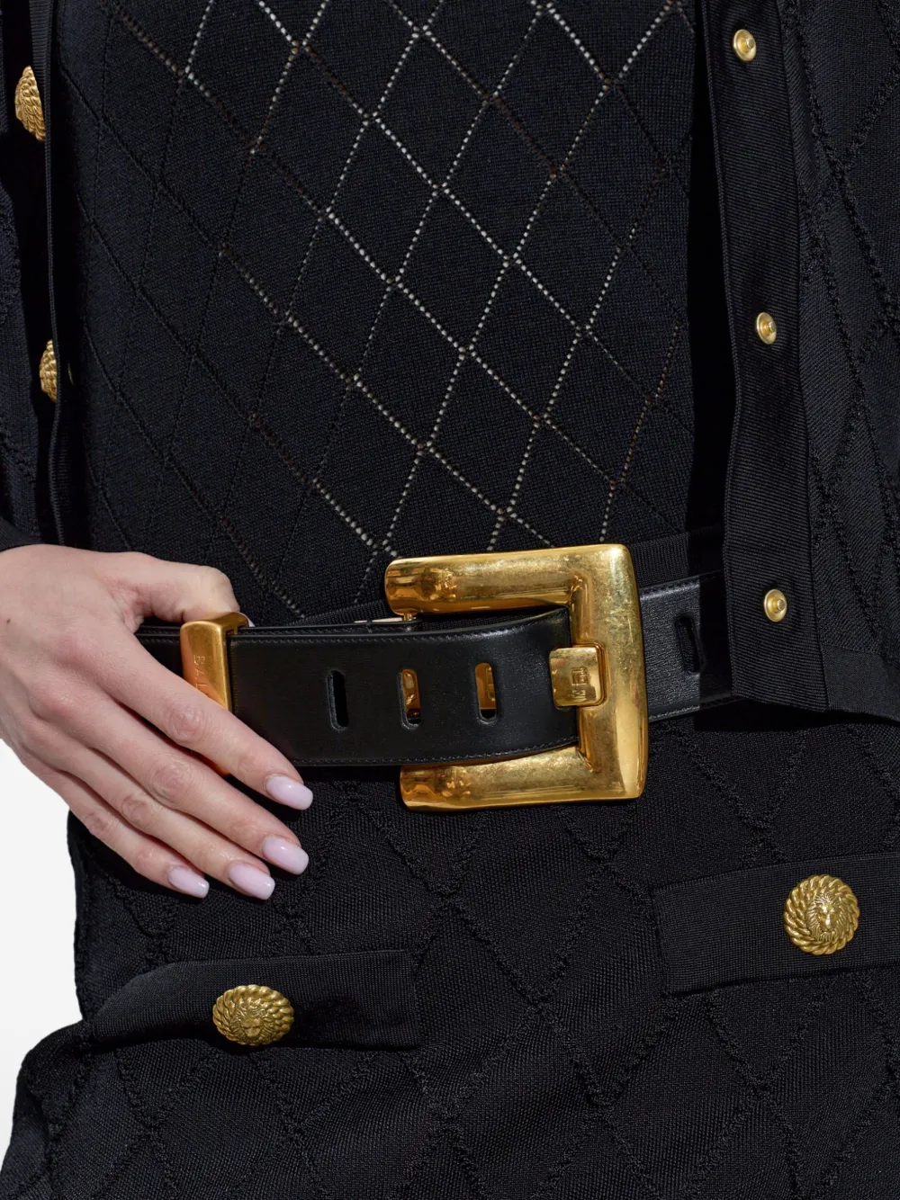 Balmain Anthem kalfsleren riem Zwart