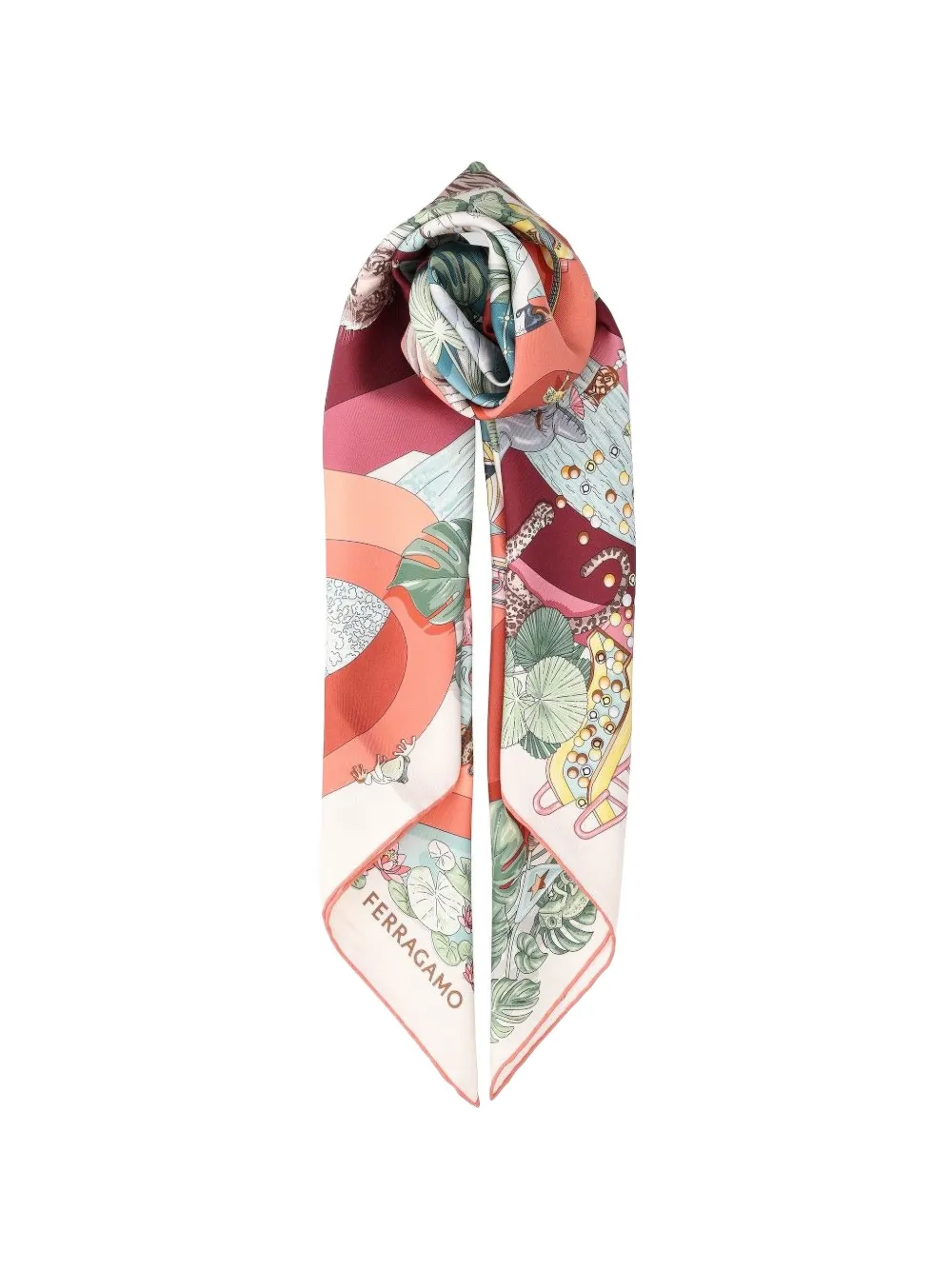 Ferragamo Jungle Party silk scarf - Rosa