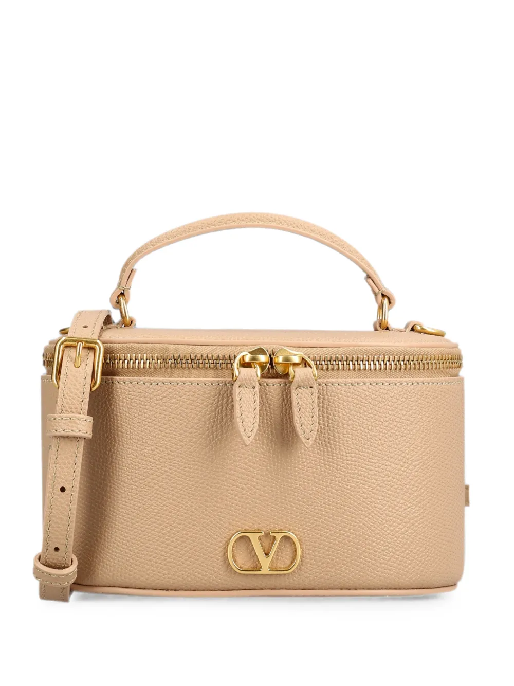 Valentino Garavani VLogo Signature leather tote bag - Neutrals
