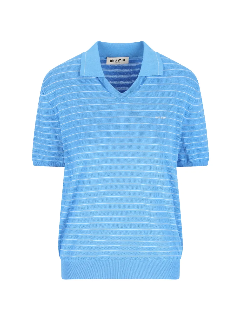 Miu Miu striped V-neck sweater - Blau