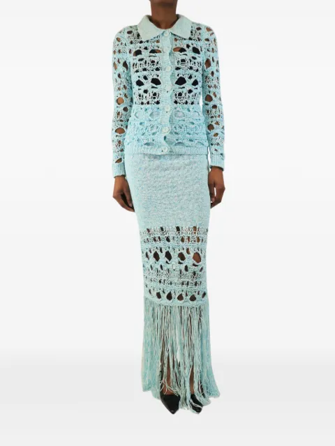 Christopher Esber fringe-trim open-knit skirt set
