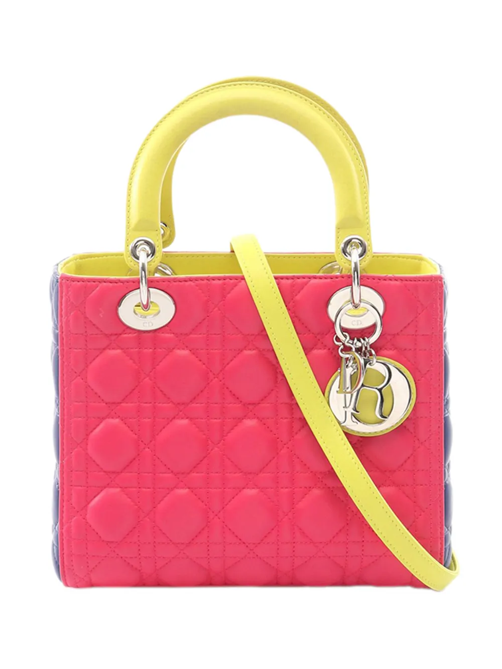 Christian Dior Pre-Owned Borsa a tracolla Lady Dior media in pelle di agnello con motivo Cannage 2010-2026 - Rosa