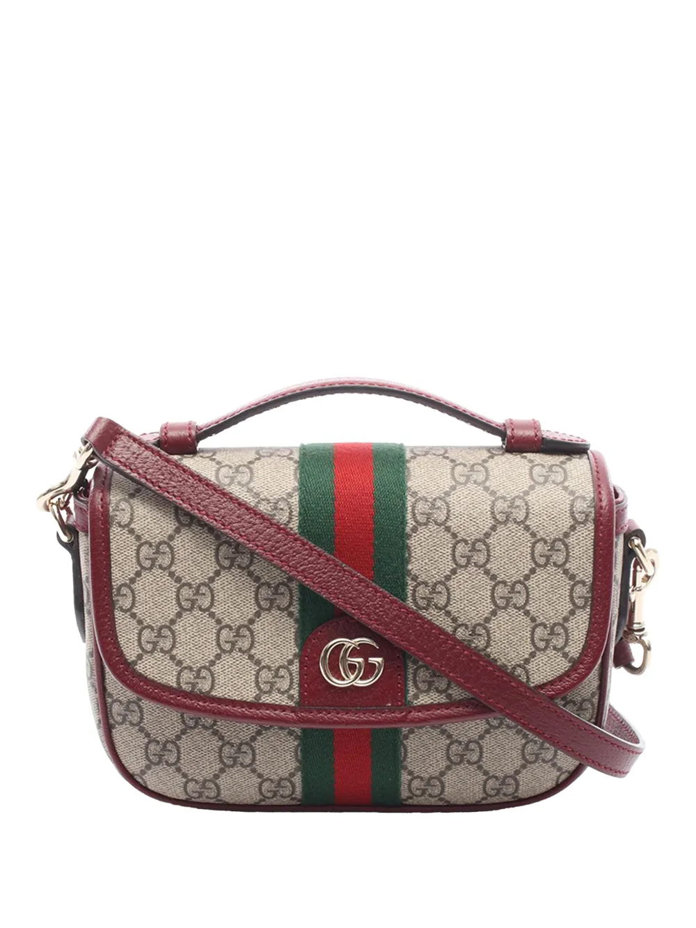 Gucci Pre-Owned 2016-2026 Small GG Supreme Web Ophidia Top Handle satchel - Neutrals