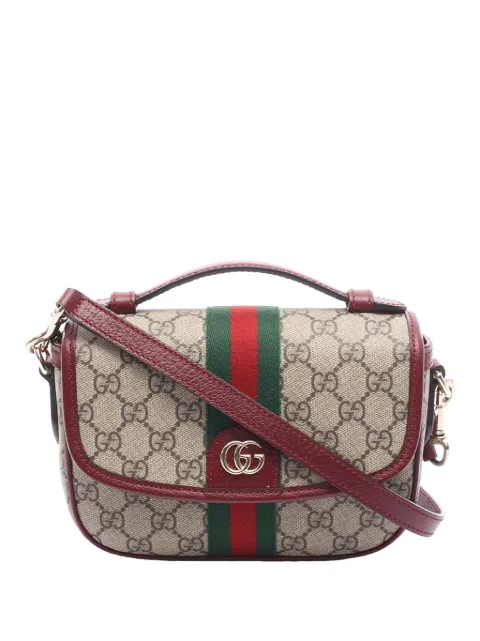 Gucci Pre-Owned 2016-2026 Small GG Supreme Web Ophidia Top Handle satchel