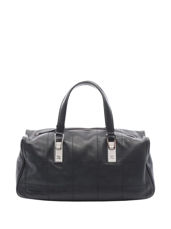 CHANEL Pre-Owned 2002-2003 ラムスキン チョコバー ボストンバッグ 
