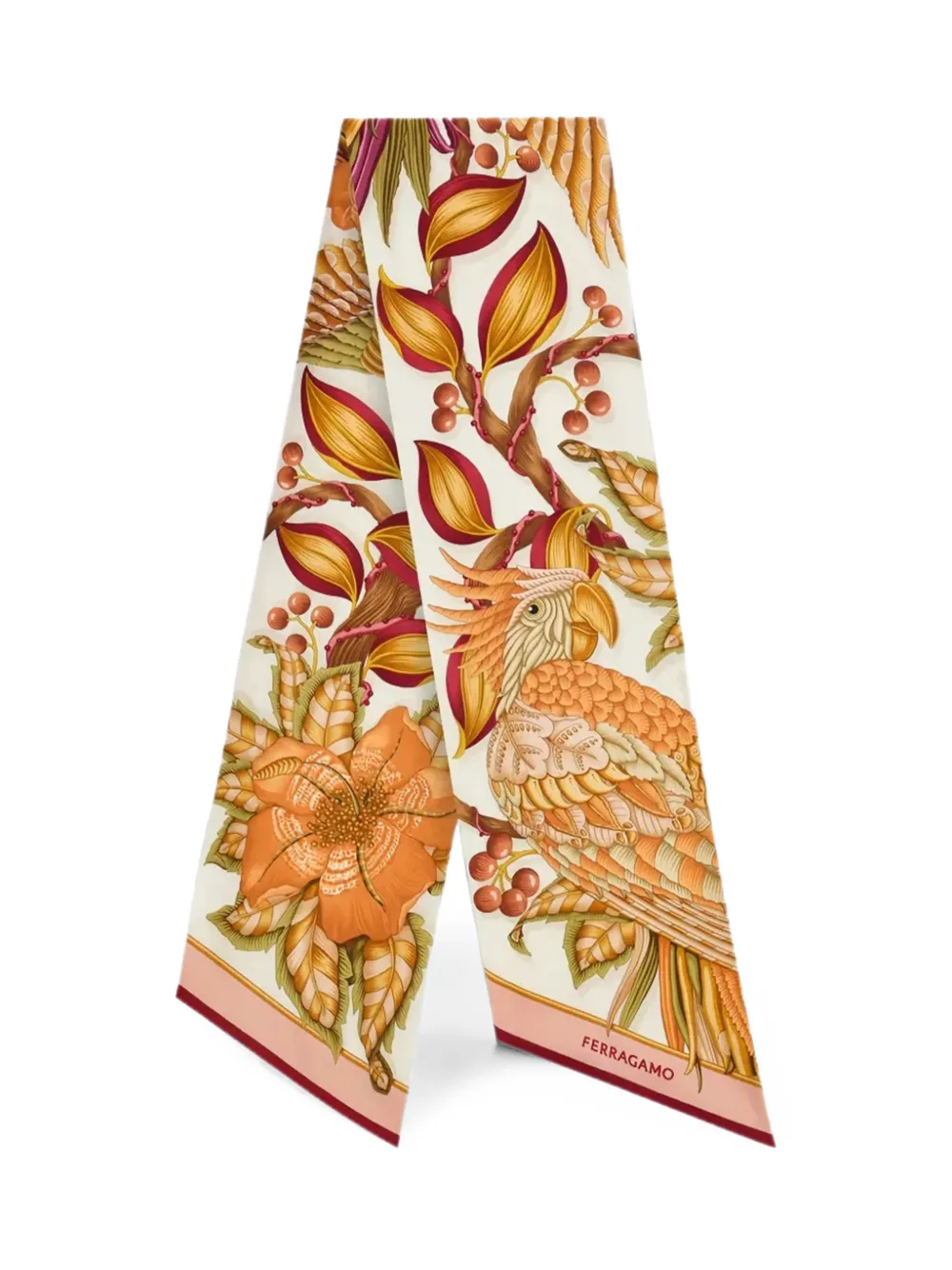  Ferragamo Parrots Print Bandeau Scarf - Neutro 
