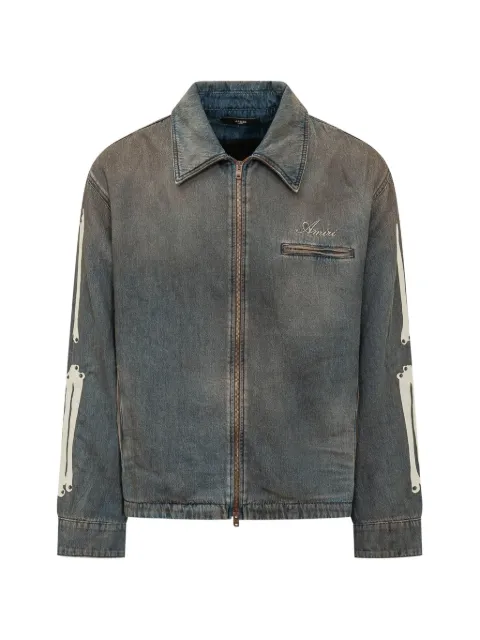 AMIRI bones leather-patch denim jacket