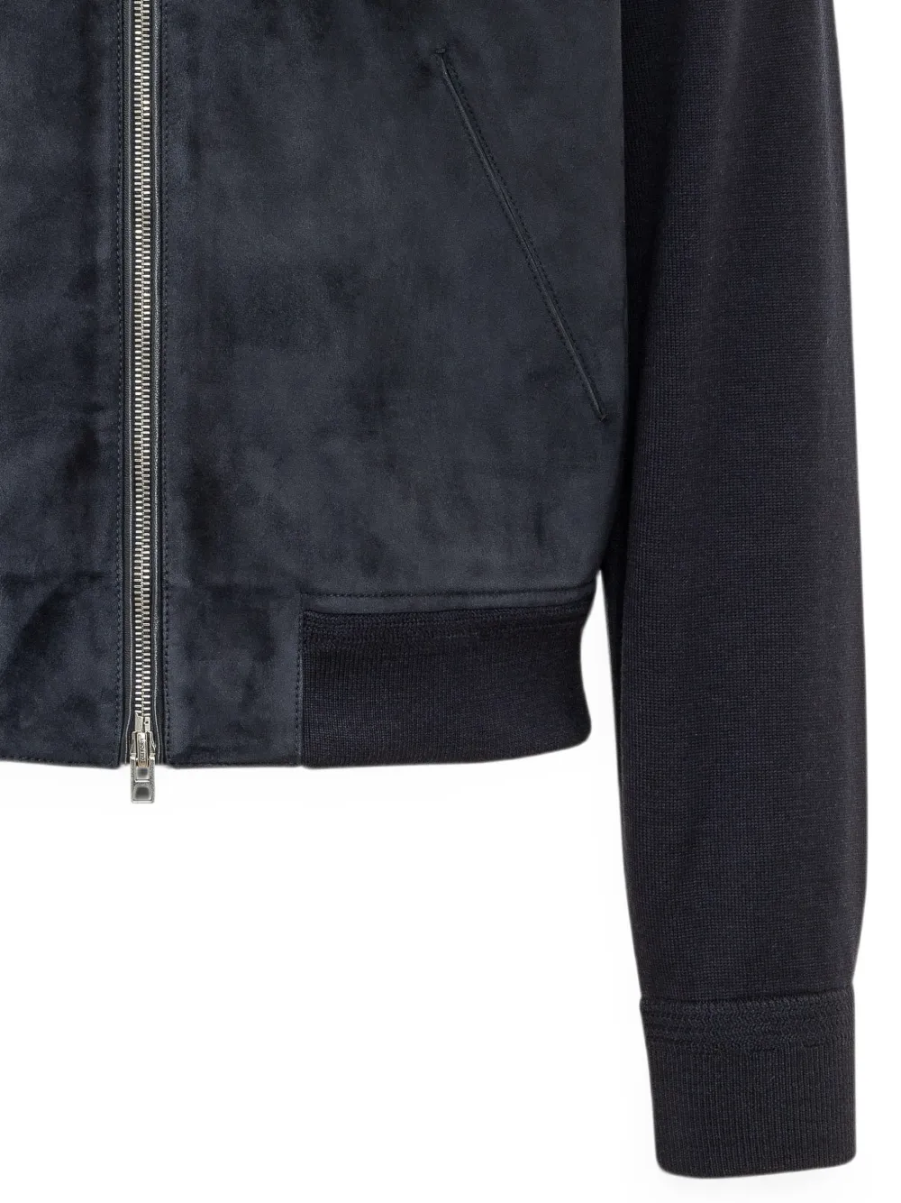 TOM FORD Jack met suède vlakken en hoge hals Blauw