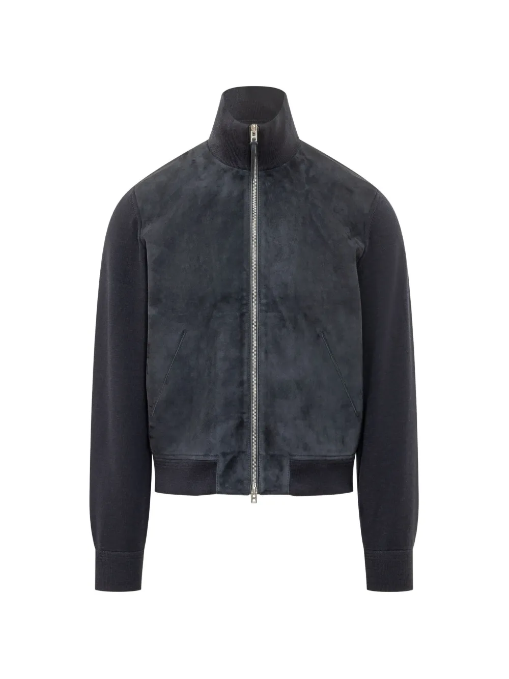 TOM FORD suede-panelled high-neck jacket - Blu