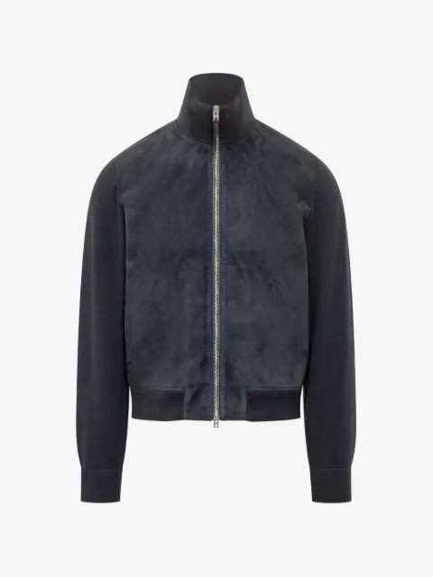 TOM FORD chaqueta con paneles de ante y cuello alto