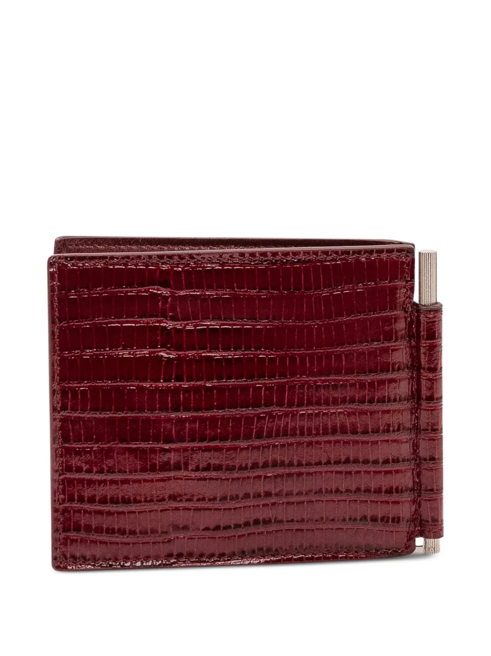 TOM FORD Pasjeshouder met geldclip en hagedissen-effect Rood