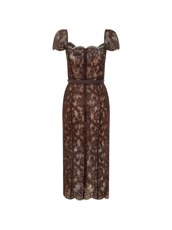 self-portrait belted lace midi-dress Pink Tailored Lace Midi Dress self-portrait-US