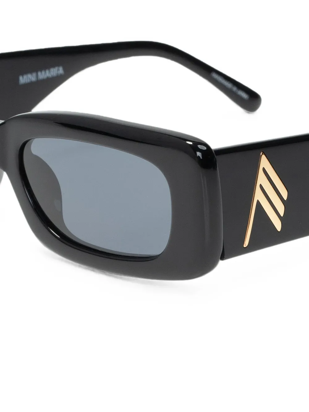 The Attico x Linda Farrow Mini Marfa zonnebril met rechthoekig montuur Zwart