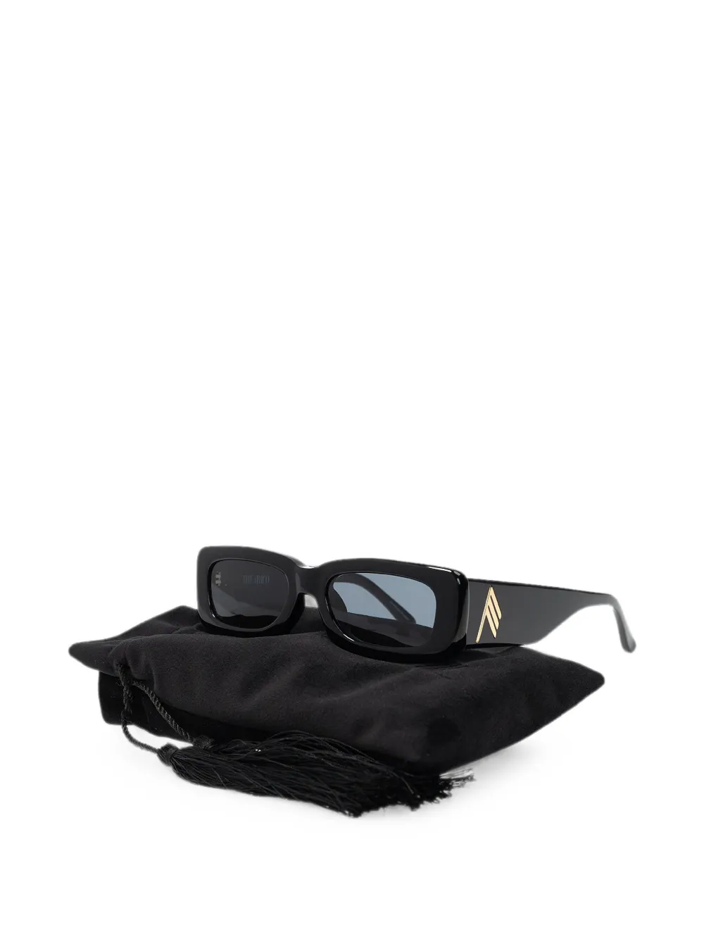 The Attico x Linda Farrow Mini Marfa zonnebril met rechthoekig montuur Zwart
