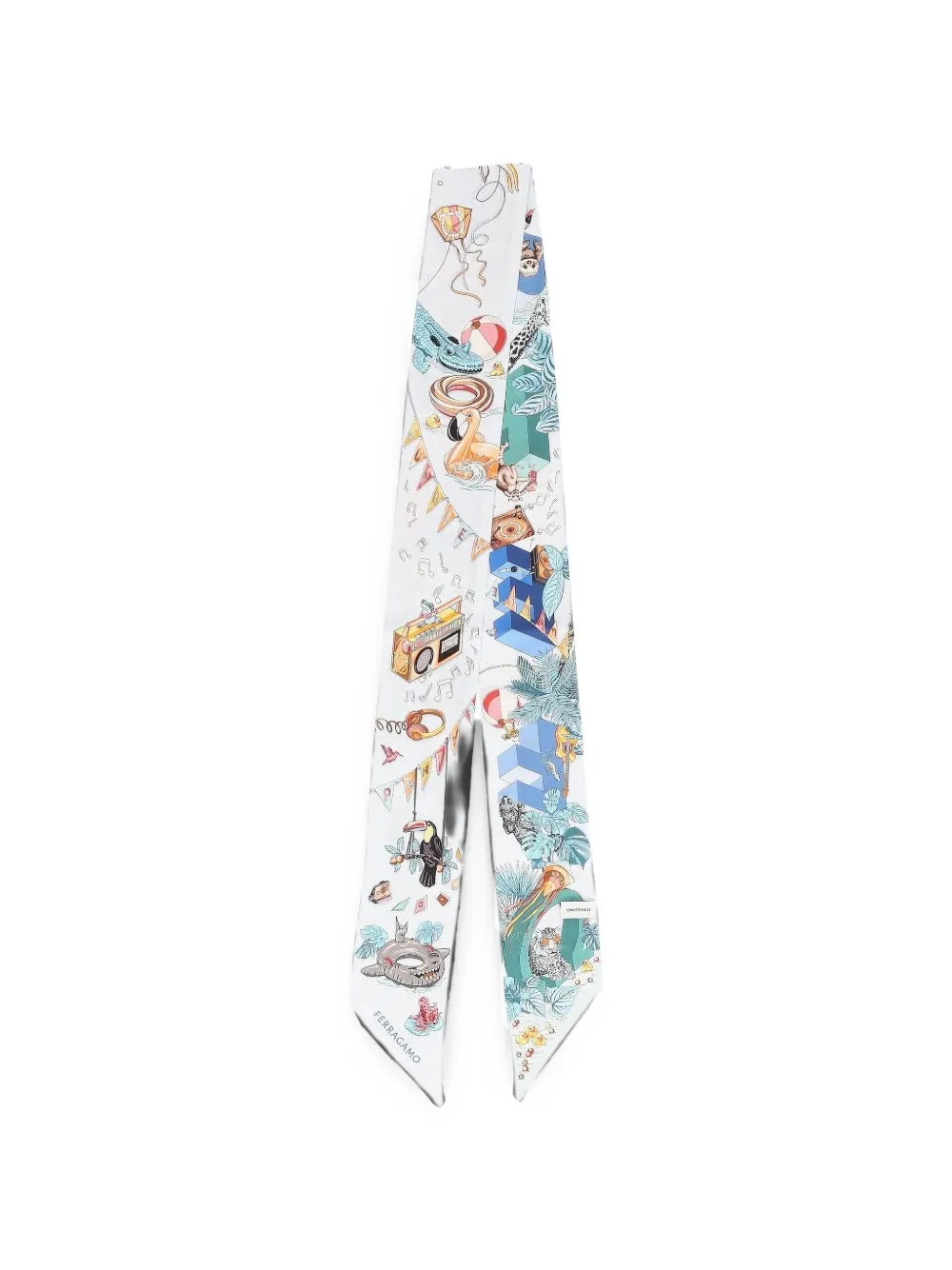Ferragamo Jungle Party-print silk scarf - Bianco