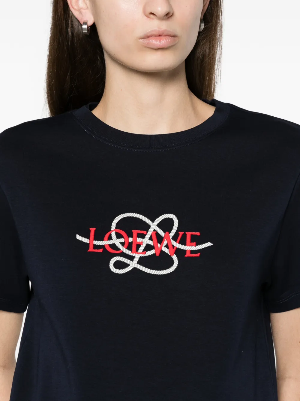 LOEWE T-shirt met geborduurd logo Blauw