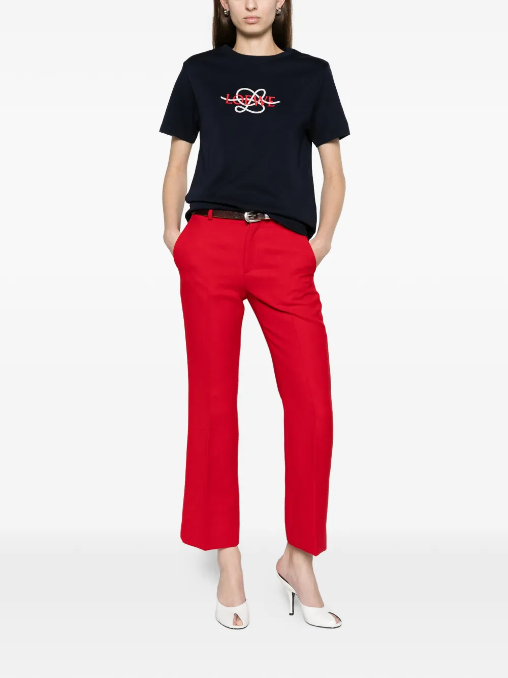 LOEWE T-shirt met geborduurd logo Blauw