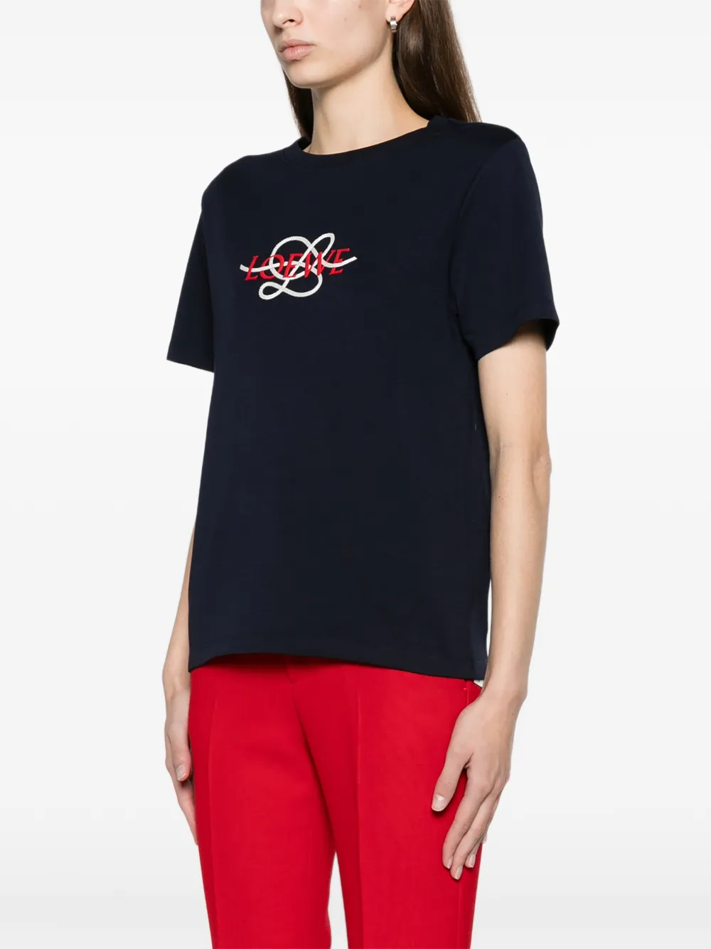 LOEWE T-shirt met geborduurd logo Blauw