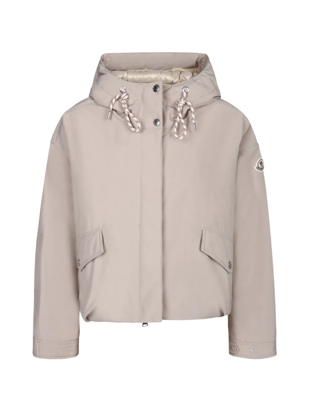 Moncler Jack met capuchon en logopatch Beige