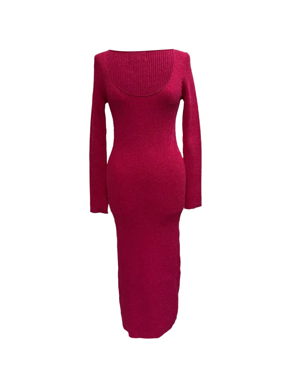 GANNI marled ribbed-knit maxi dress - Pink