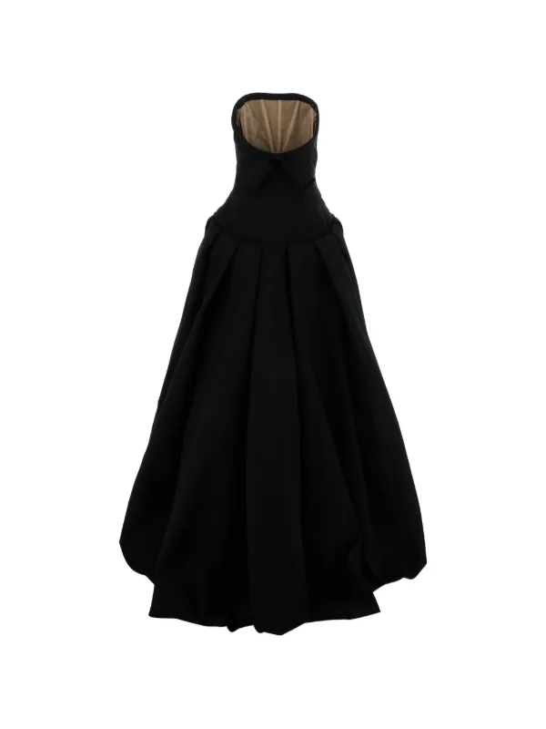 balenciaga black and white dress Strapless Pleated Maxi | silk organza gown Women Sexy Backless Sparkly Color:Antique Rose Item color