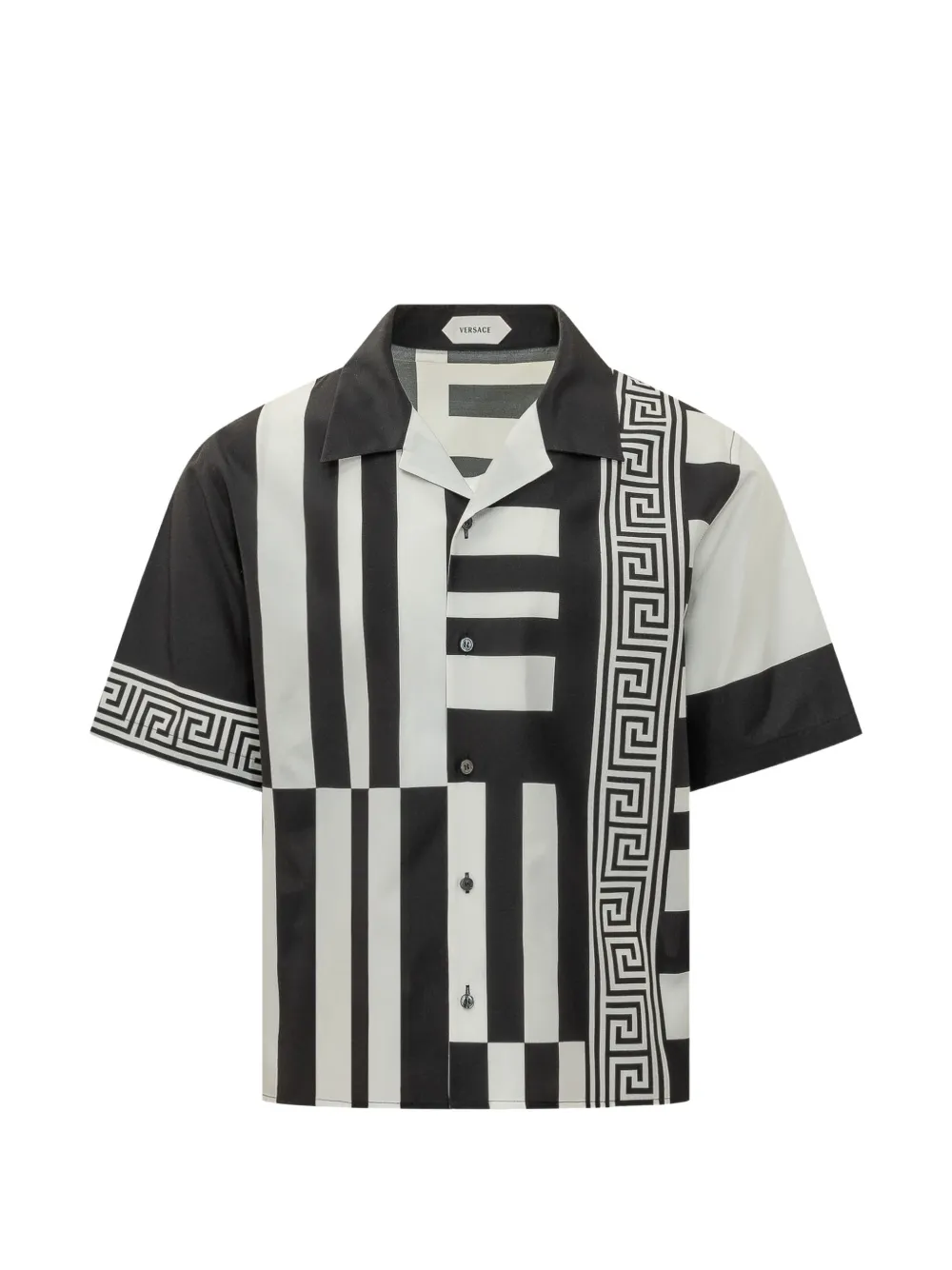 Versace Hemd aus Baumwollseide mit Print - Schwarz