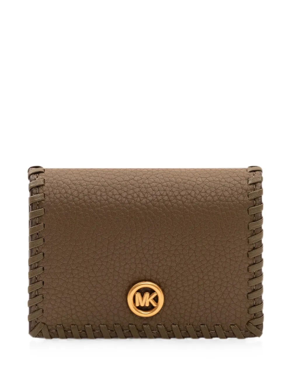 Michael Michael Kors whipstitch-trim leather card case - Braun