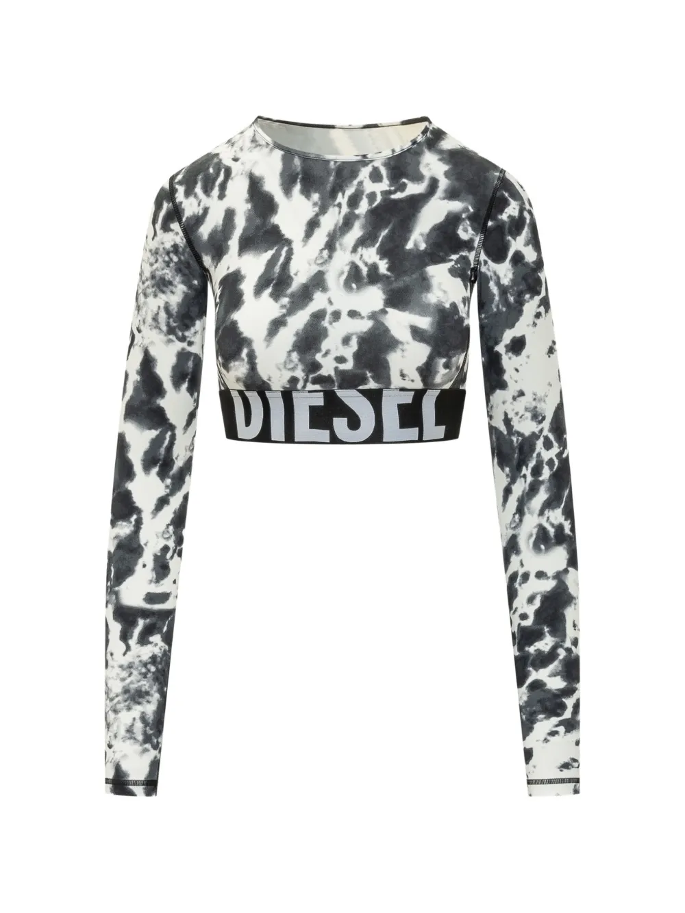Diesel tie-dye long-sleeve crop top - Bianco