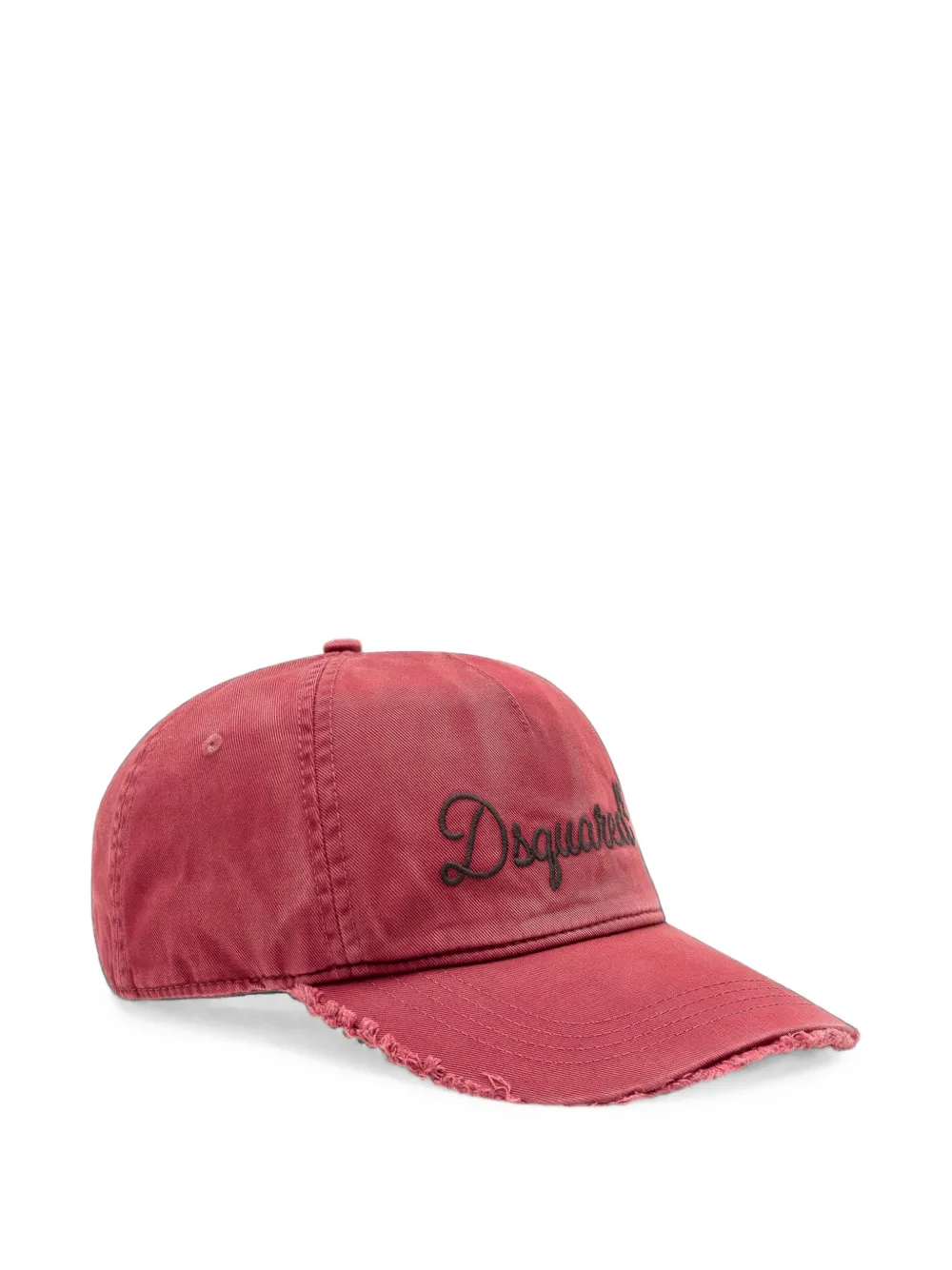 DSQUARED2 Gerafelde honkbalpet met geborduurd logo Rood