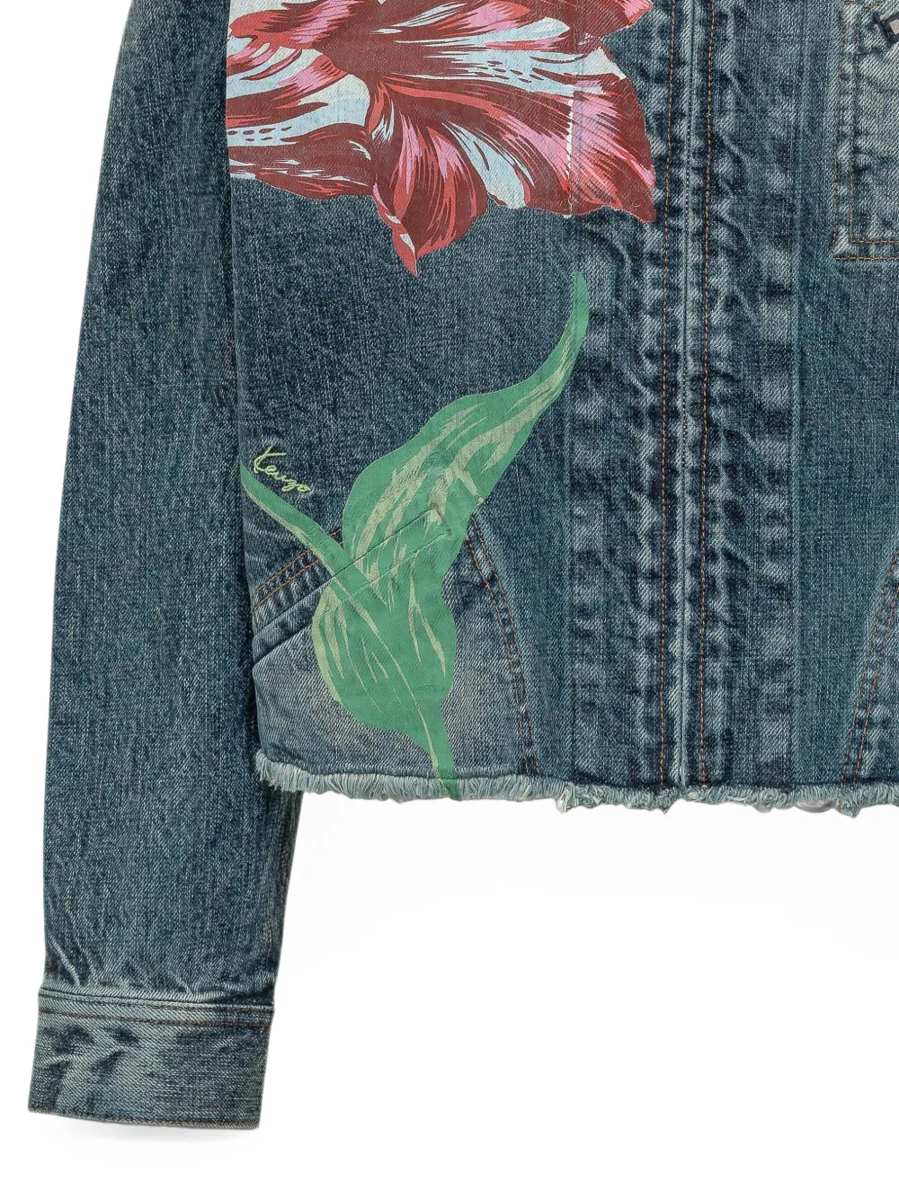 Kenzo Tulip denim jack met bloemenprint Blauw