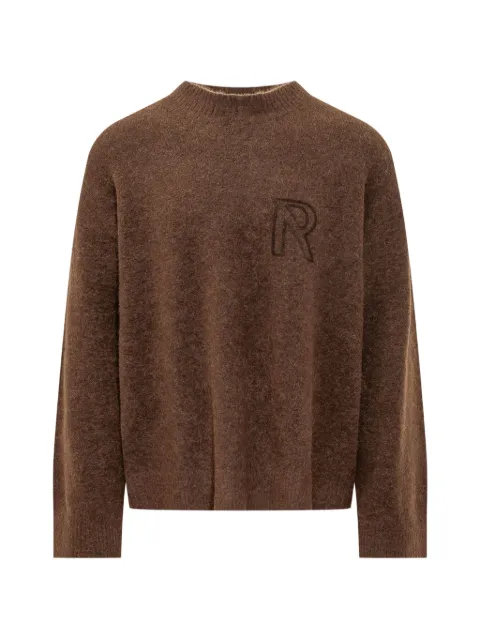 Represent logo-embroidered brushed-finish sweater
