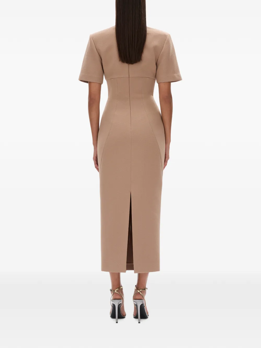 Rachel Gilbert Dover midi-jurk met korte mouwen Bruin