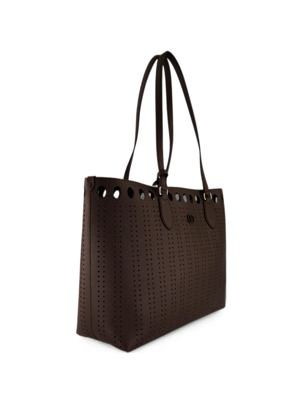 Valentino Garavani medium Dottie perforated shoulder bag - Braun