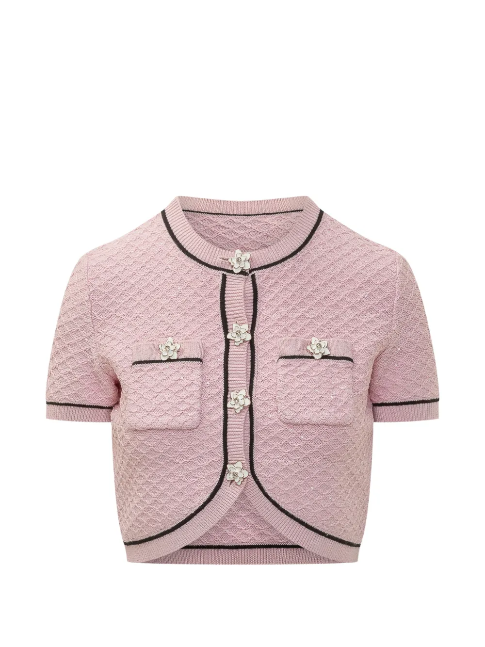 Self-Portrait short-sleeve cardigan - Rosa