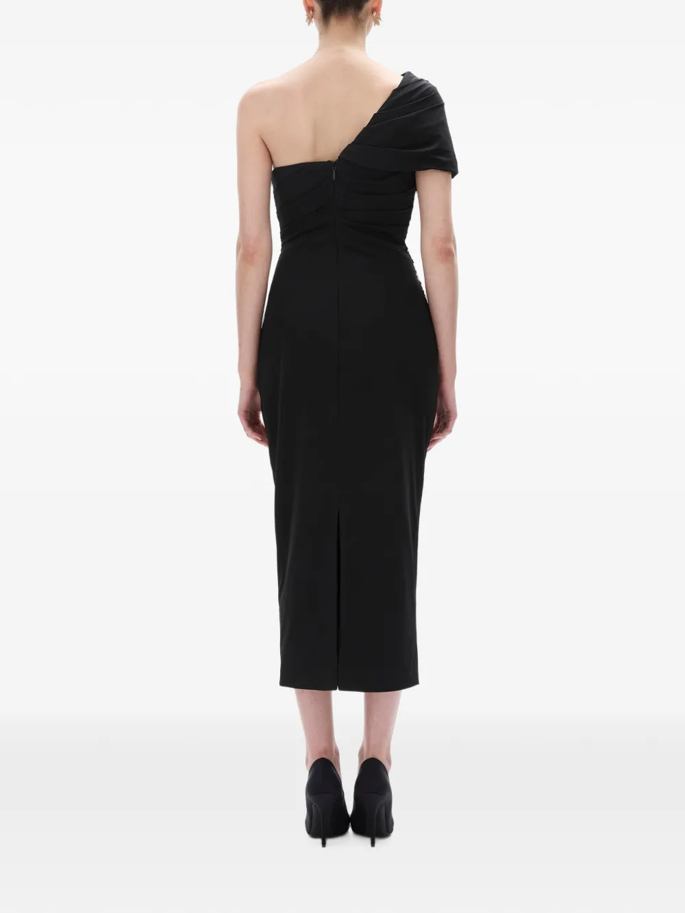 Rachel Gilbert Clay midi-jurk met ruches Zwart