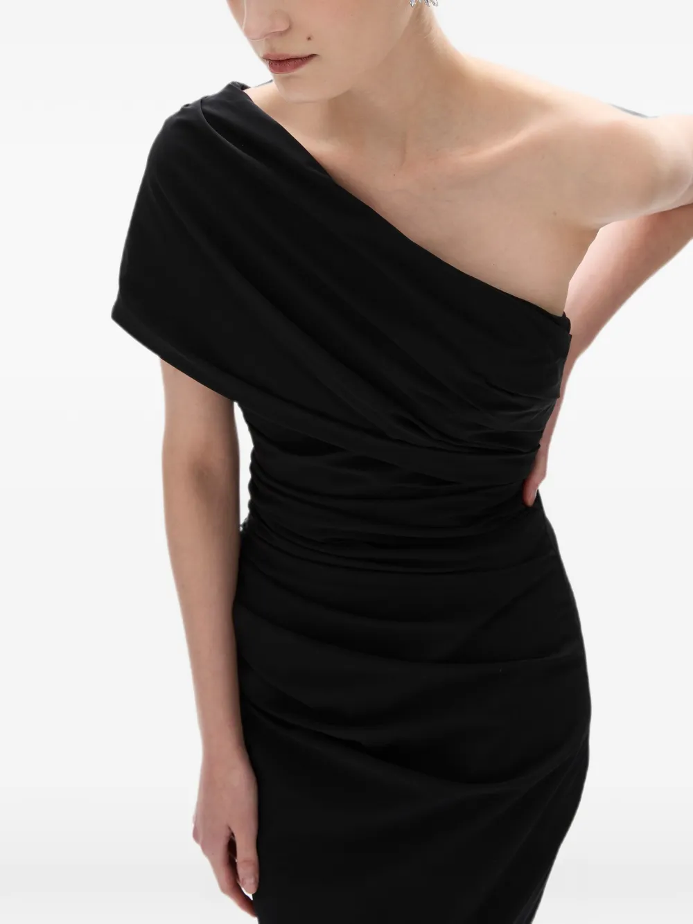 Rachel Gilbert Clay midi-jurk met ruches Zwart