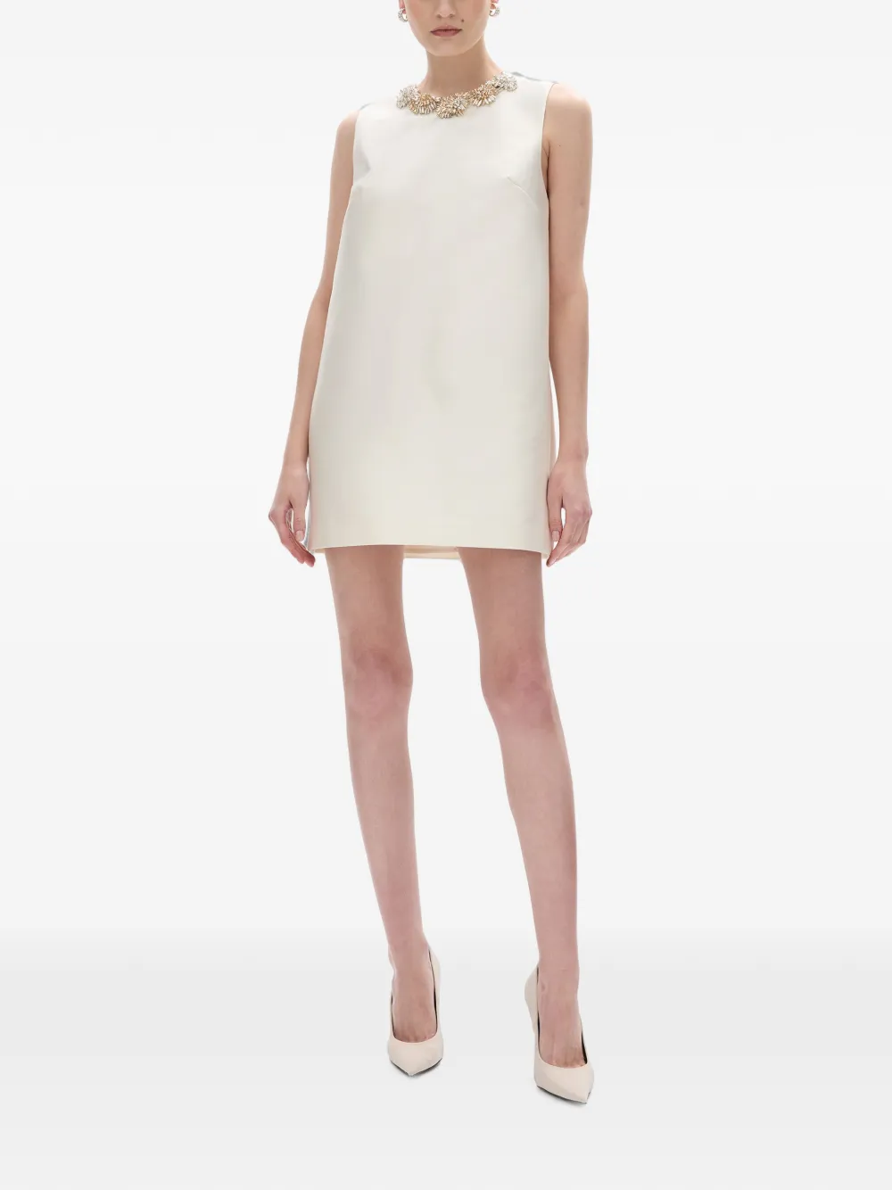 Rachel Gilbert Ludovica verfraaide mini-jurk Beige